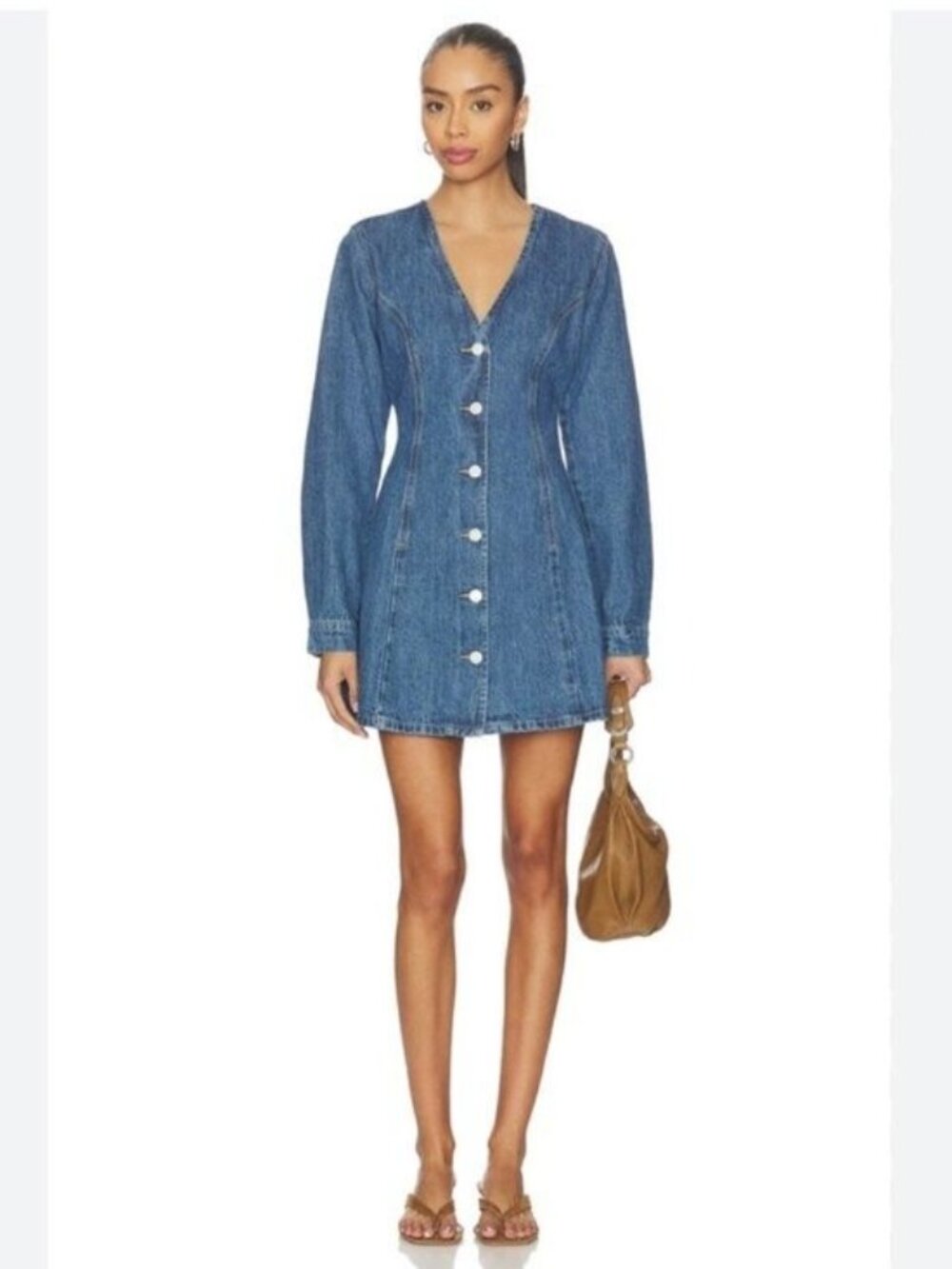 Blank NYC Denim Button-Front Mini Dress Western Rodeo Feminine Chic Casual